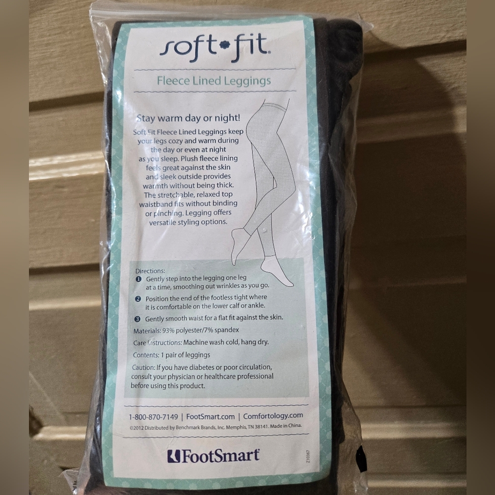 Foot Smart Soft Fit Brown Fleece Lined Leggings NIP Size: Small